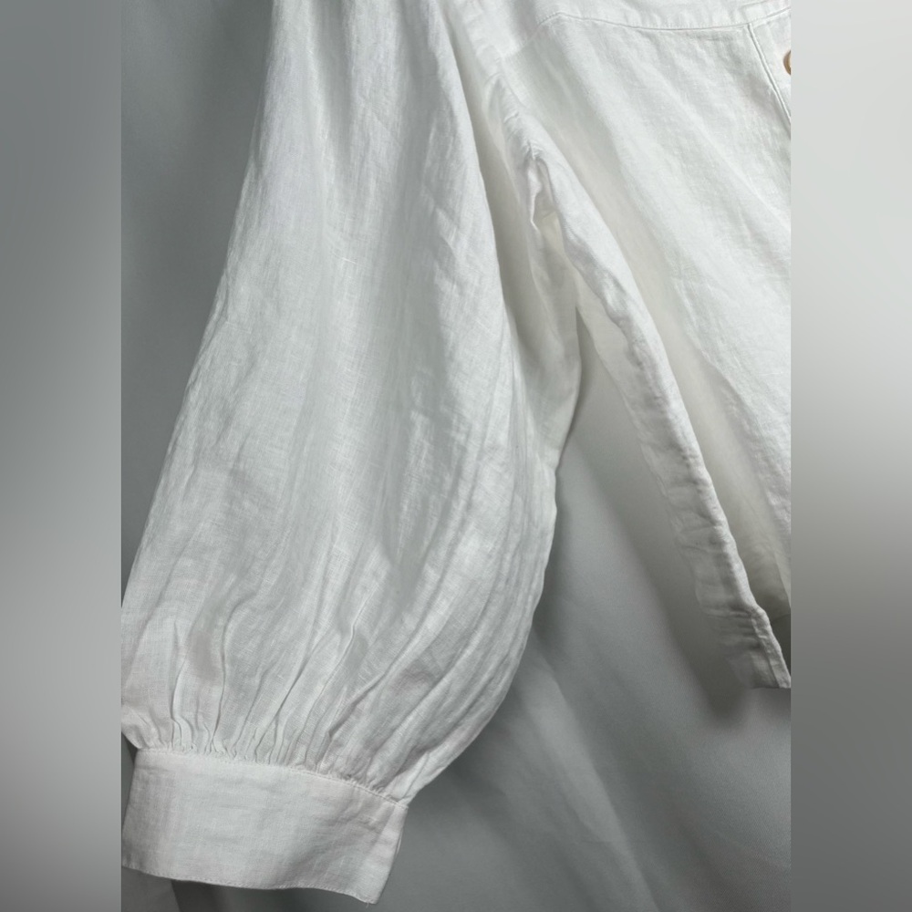 J.CREW Size XXL Squareneck Button-Up top 100% Linen White - Picture 13 of 16